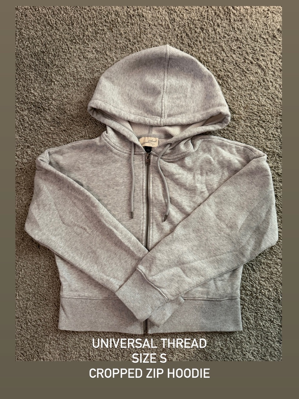 Universal Thread Cropped Zip Hoodie - Light Gray